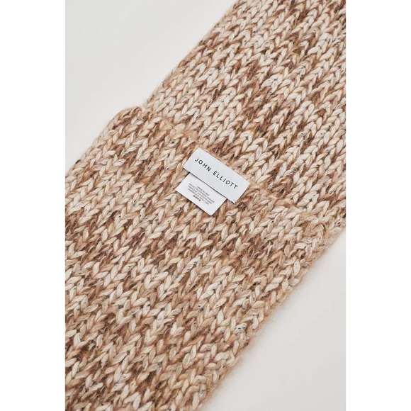 John Elliott Marled Mix Yarn Wool Blend Scarf - Ivory/Brown - Picture 8 of 8